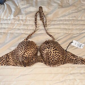 Leopard Print Halter Bikini Top